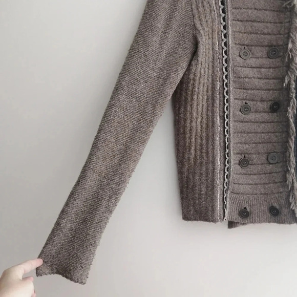 Free People Chenille Knit Double Breasted Cardigan Cuddle Bear Admiral Tan Small - Picture 9 of 16